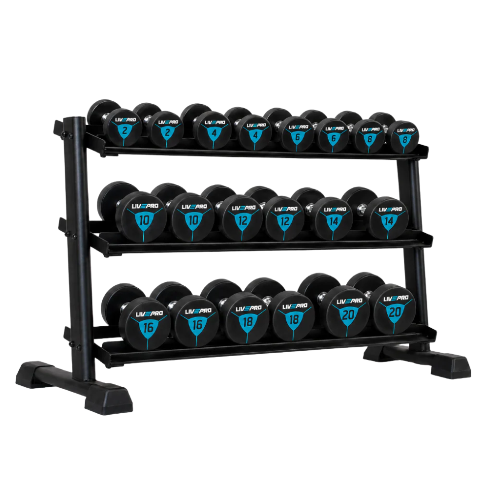 220kg-Urethane-Round-Dumbbells-Set-with-3-Tier-Rack-2kg-to-20kg-01