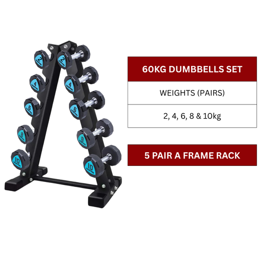 60Kg-Urethane-12-Sided-Dumbbells-Set-With-5-Pair-Vertical-Rack-2kg-to-10kg