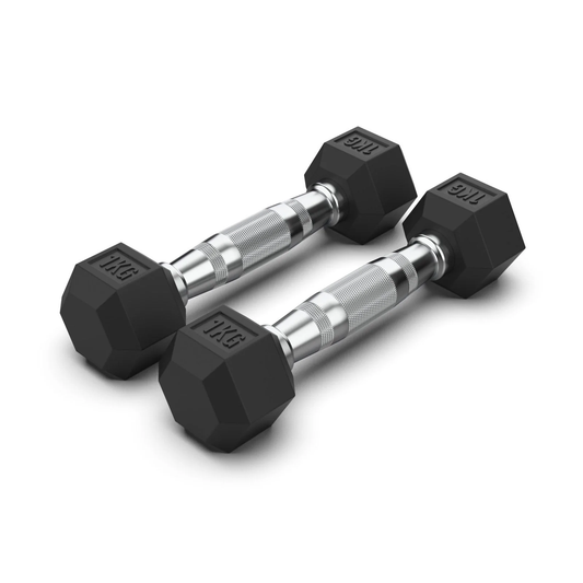 Rubber Hexagonal Dumbbells (Sold as Pairs)