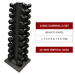 110kg Hex Dumbbell Set with 10 Pair Vertical Rack (1kg to 10kg)