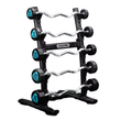 Premium Urethane 12-Sided Fixed EZ Curl Barbell Set with Rack
