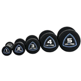 30kg Urethane Round Dumbbells Set with 5 Pairs A-Frame Rack (1kg to 5kg)
