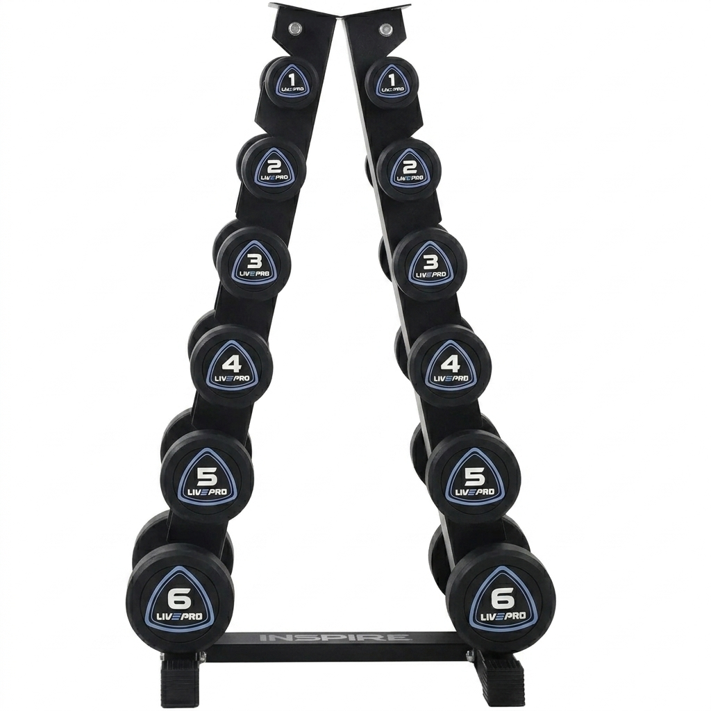 42kg-Urethane-Round-Dumbbells-Set-with-6-Pairs-A-Frame-Rack-1kg-to-6kg-01