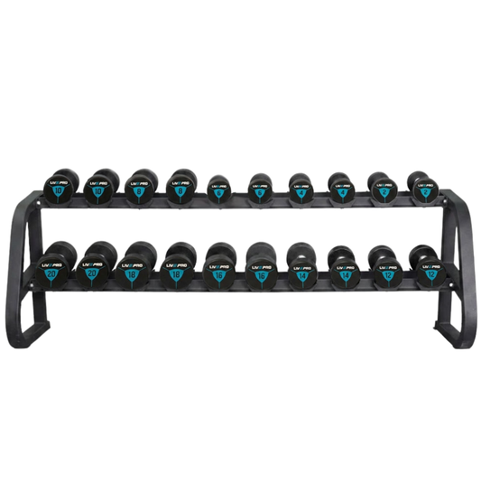 840kg Urethane Round Dumbbells Set with 2-Tier Rack (2kg to 40kg)