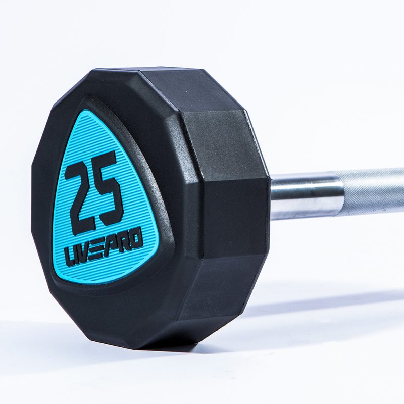12-Sided Urethane Fixed Straight Barbells Set with Rack