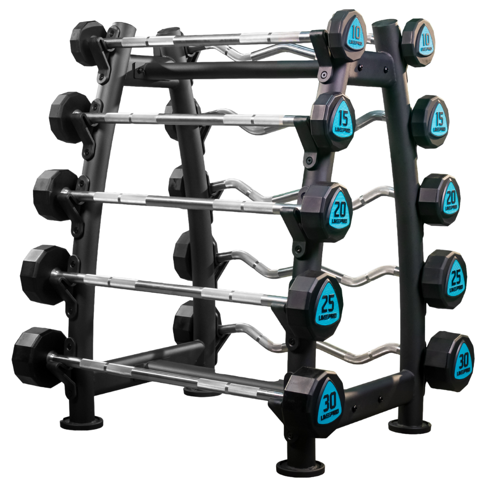 Premium-Urethane-12-Sided-Fixed-Barbell-Set-with-10-Barbell-Rack-Straight-EZ-Curl-10-to-30Kg-01
