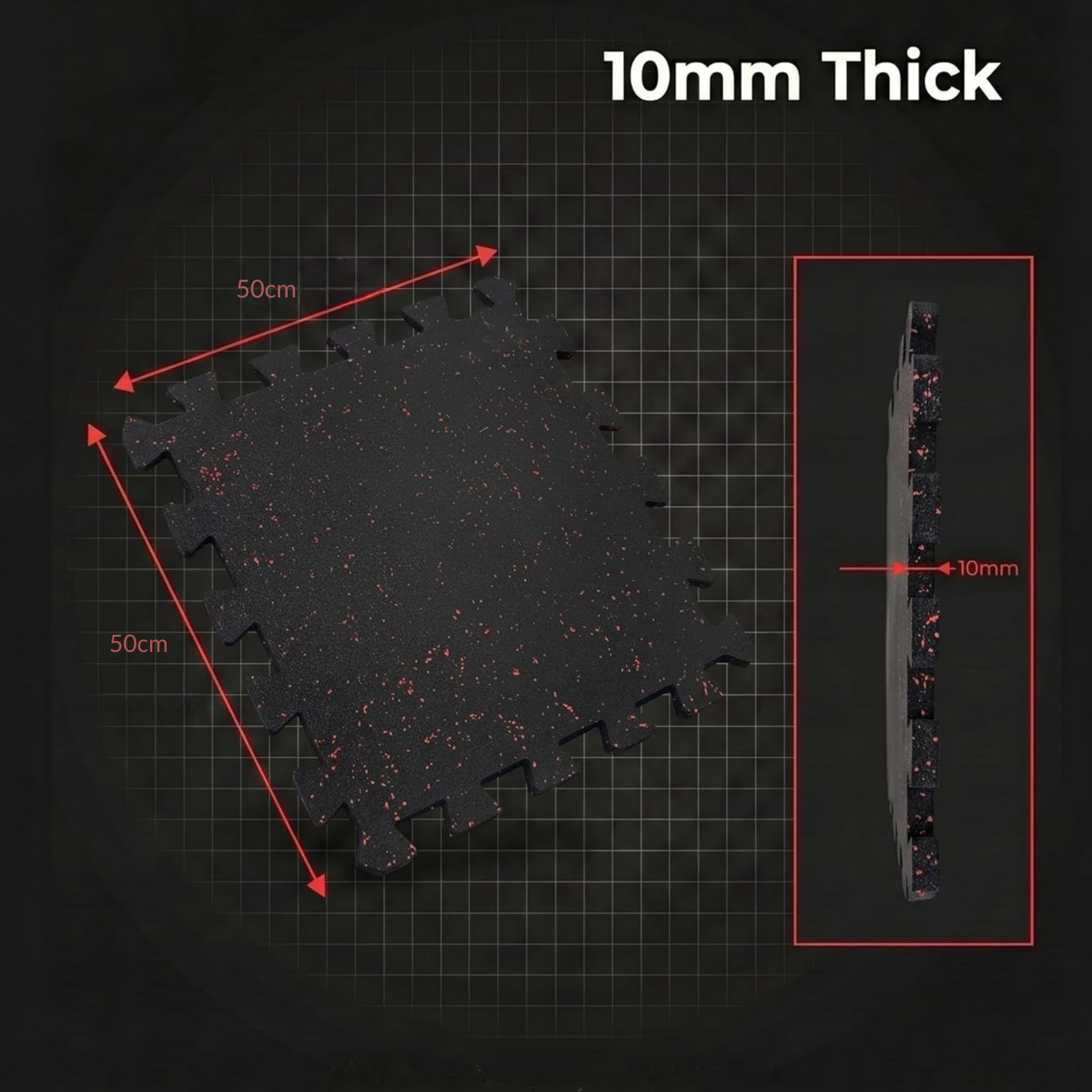 Rubber Interlocking Mats - Black with Red Speckles