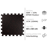 Rubber Interlocking Mats - Black with Red Speckles