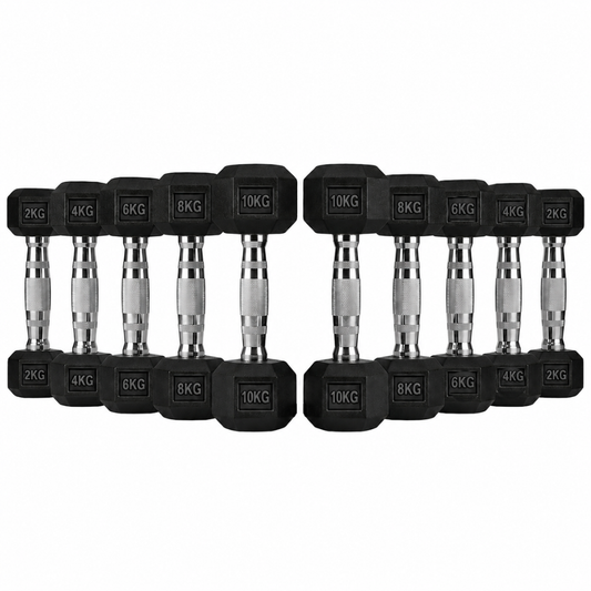 Buy Rubber Hex Dumbbells 2kg–10kg Set | Home Gym Equipment Singapore