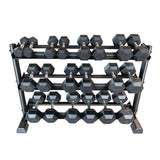 Hex Dumbbell Set with 3 Tier Rack