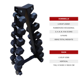 Hex Rubber Dumbbells (2kg to 12.5kg) Set