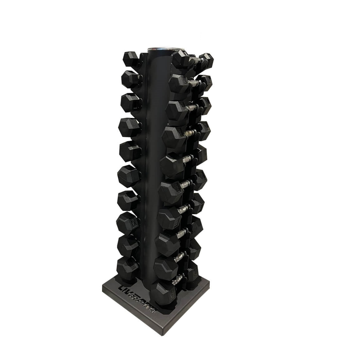 Hex Dumbbell Set with Vertical Rack