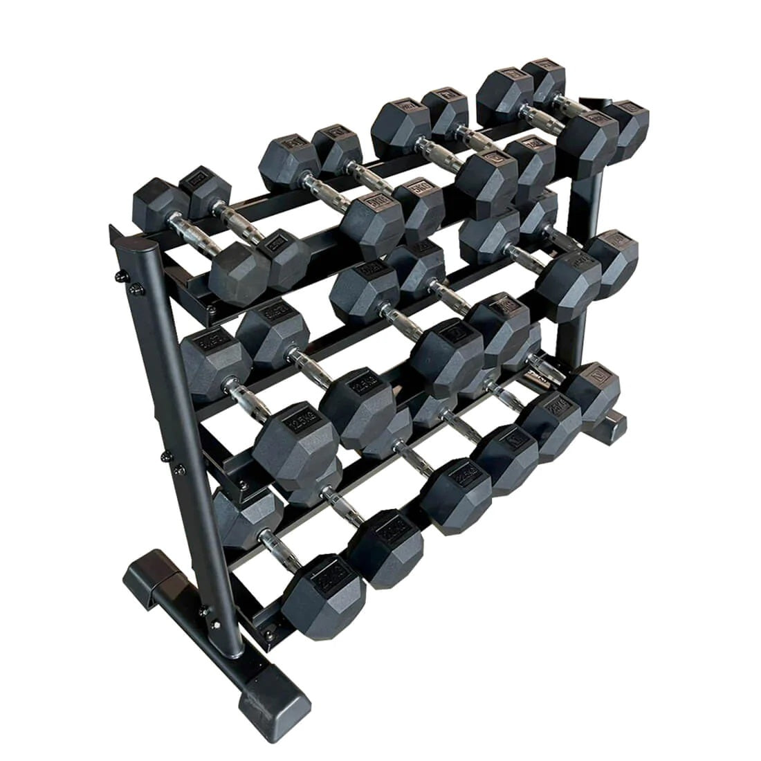 Hex Dumbbell Set with 3 Tier Rack