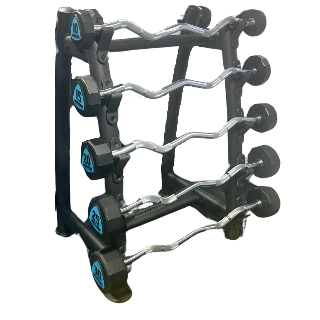 12-Sided Urethane EZ Curl Barbell Set with Rack | Premium Home Gym ...