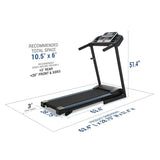 xterra fitness tr150 treadmill dimension