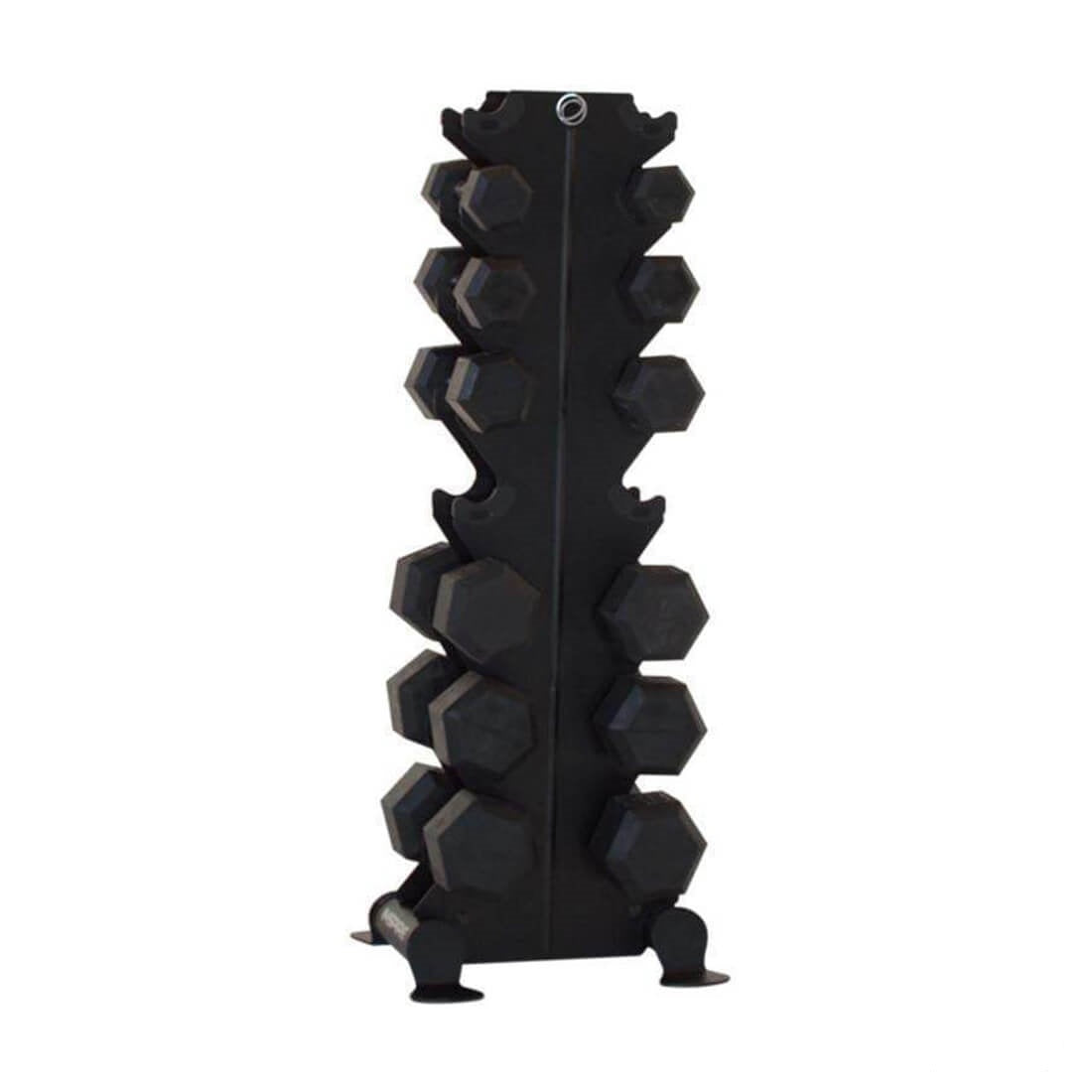 Rubber Hexagonal Dumbbells Set with 8 Pair Vertical Rack