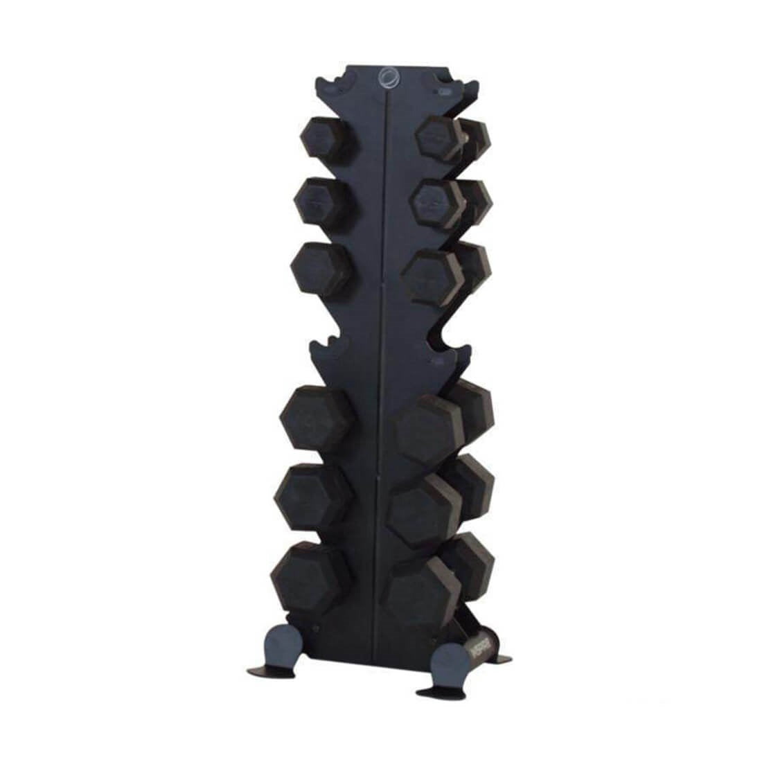 Rubber Hexagonal Dumbbells Set with 8 Pair Vertical Rack