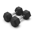 Rubber Hexagonal Dumbbells Set with 2-Tier Rack