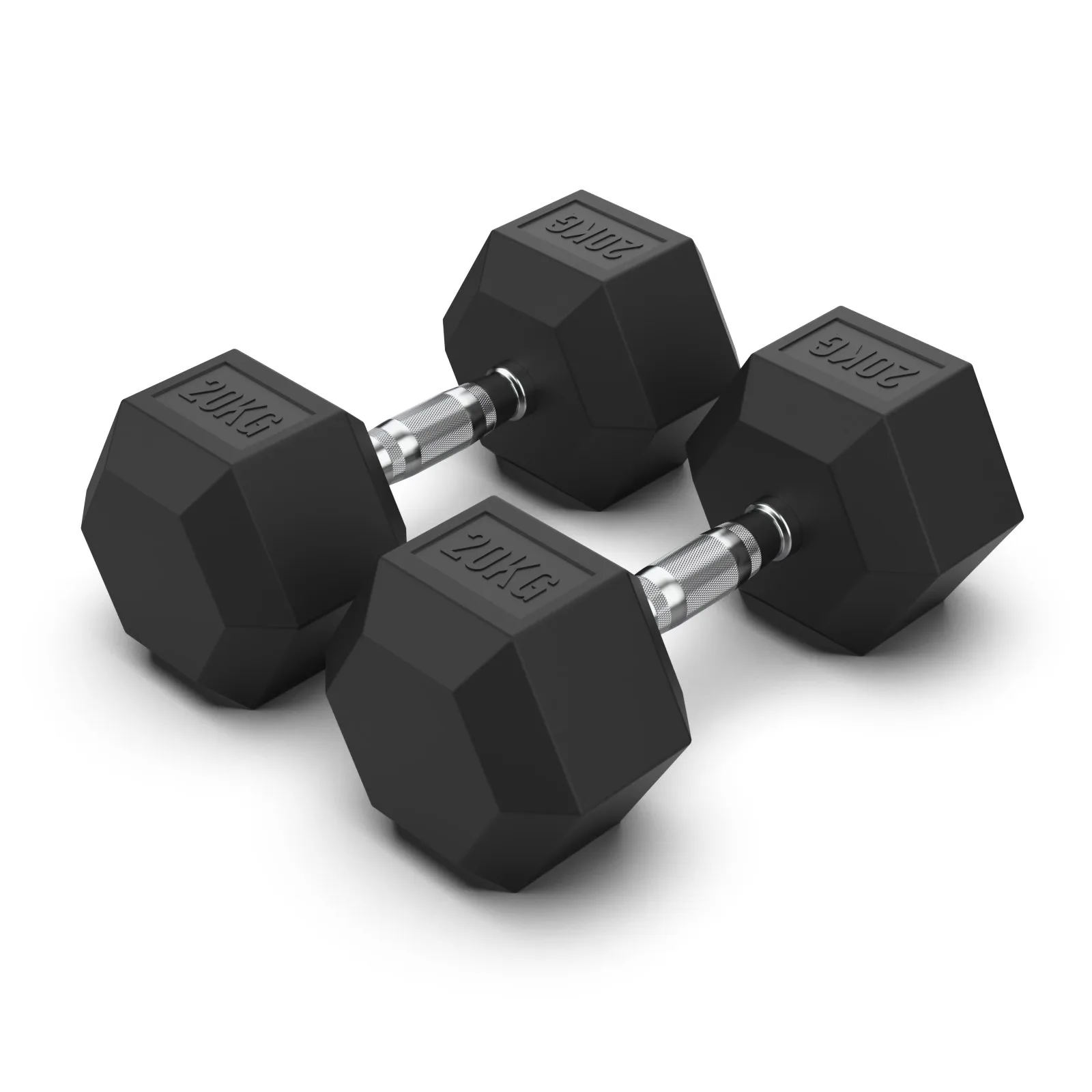 Rubber Hexagonal Dumbbells Set with 2-Tier Rack