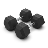 Rubber Hexagonal Dumbbells Set with 2-Tier Rack