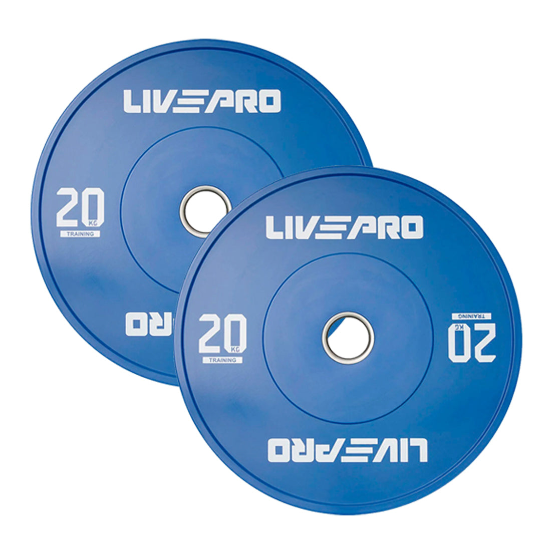 Livepro Rubber Colored Bumper Plates 20kg - Sold as Pair