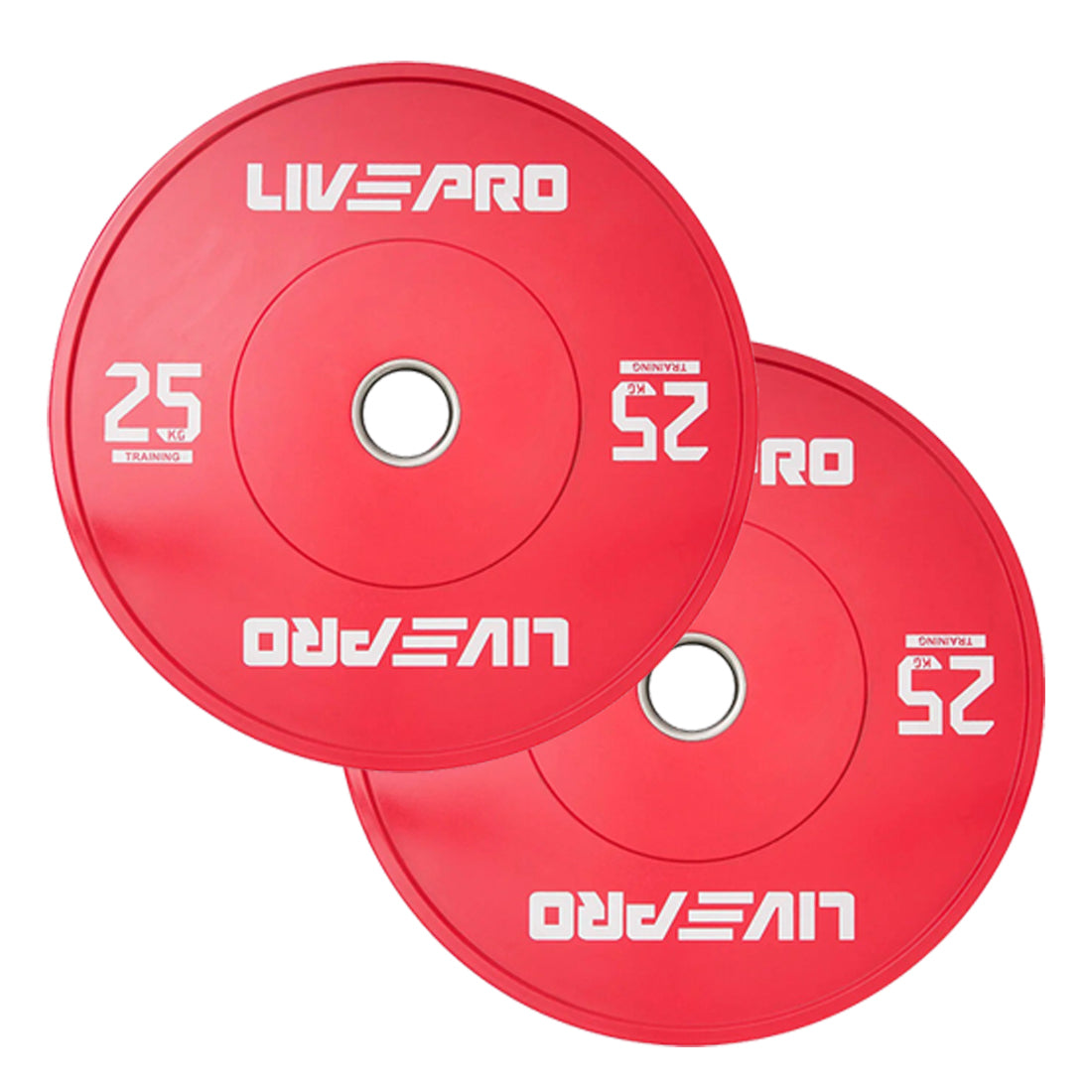 Livepro Rubber Colored Bumper Plates 25kg - Sold as Pair
